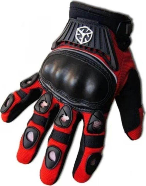 Motoanl Motosiklet Eldiveni Korumalı Neopren Kumaş Kırmızı Motor Eldiveni Mc14 - Image 1