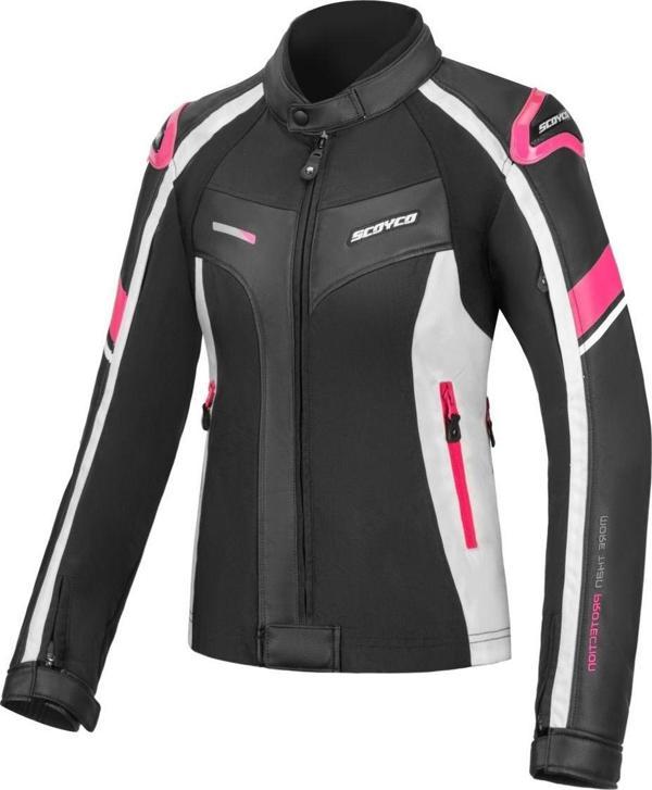 Motoanl Motosiklet Kadın Montu Full Korumalı 4 Mevsim Pu Kaplamalı Deri Ve Maxdura Kumaş Motor Mont Pink - Image 1