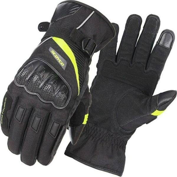 Motoanl Motosiklet Eldiveni Waterproof Oxford Kumaş Kışlık Full Korumalı Tel Dokunmatik Motor Eldiven Neon - Image 1