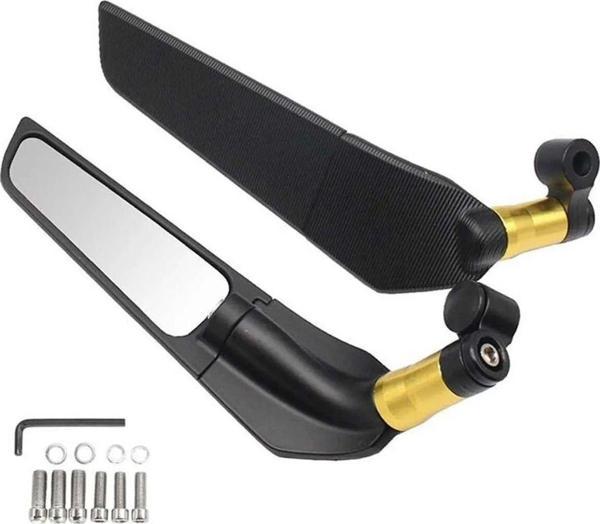 Motoanl Motosiklet Gidon Kanat Ayna Unıversal Model 360 Derece Dönebilen Motor Gidon Kanat Ayna Gold - Image 1