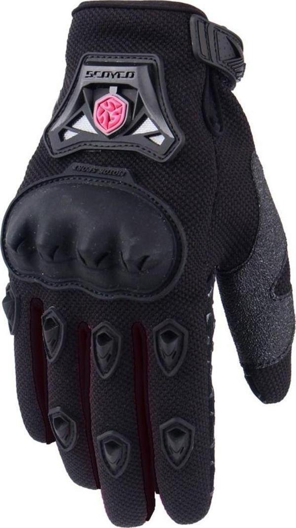 Motoanl Motosiklet Kadın Eldiveni Sert Plastik Full Koruma Kaydırmaz Kumaş Womeni Motor Eldiven Black - Image 1