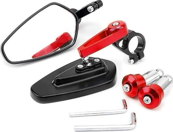 Motoanl Motosiklet Katlanabilir Gidon Ayna Universal Model Ayarlanabilir Ayna Açılı Motor Gidon Aynası Red - Image 1
