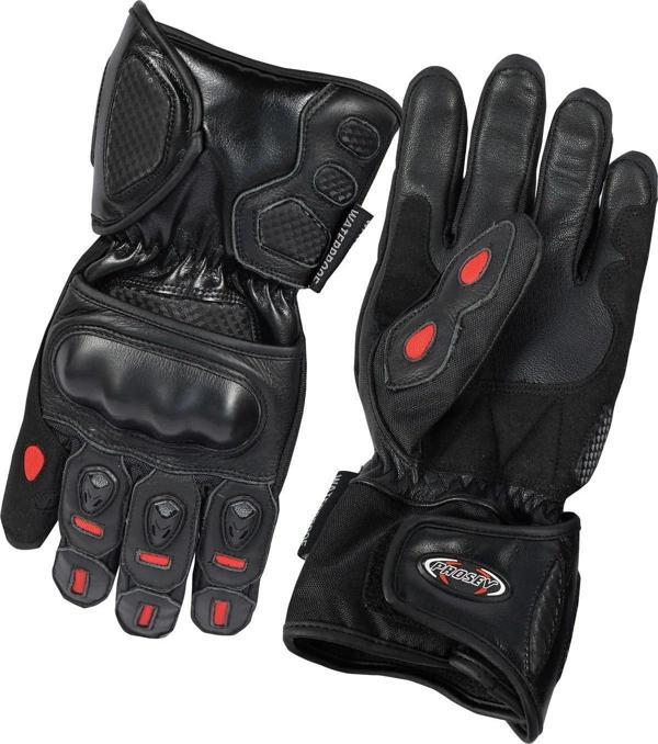 Motoanl Motosiklet Kışlık Eldiven Deri Ve Cordura Kumaş Full Korumalı Deri Motor Eldiveni Siyah - Image 1