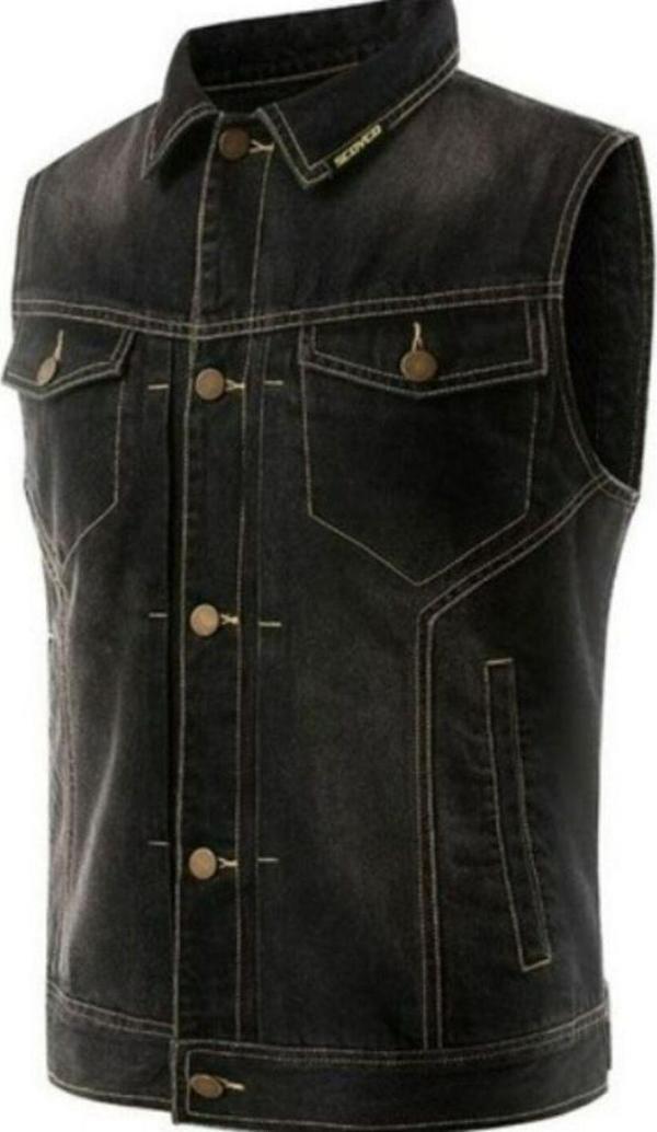 Motoanl Motosiklet Kot Yelek Dayanıklı Jeans Kot Kumaş 3D Sırt Koruma Chopper Motor Yelek - Image 1