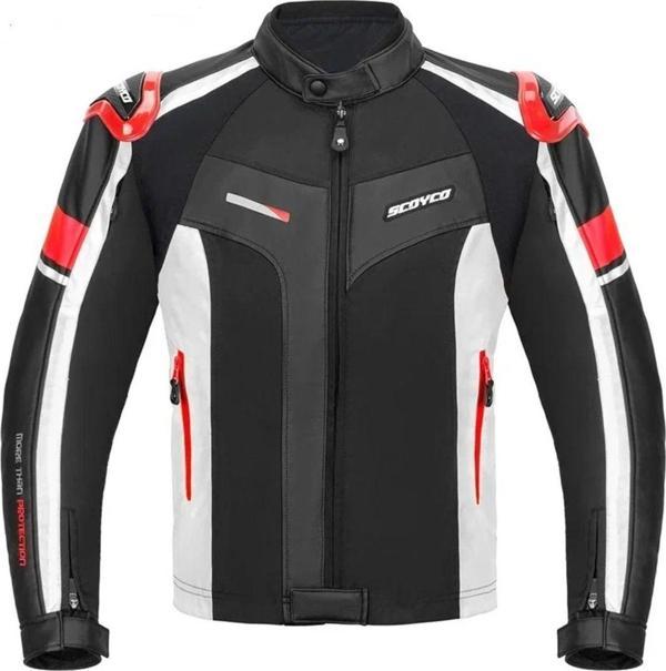 Motoanl Motosiklet Montu Full Korumalı 4 Mevsim Pu Kaplamalı Deri Ve Maxdura Kumaş Motor Mont Red - Image 1