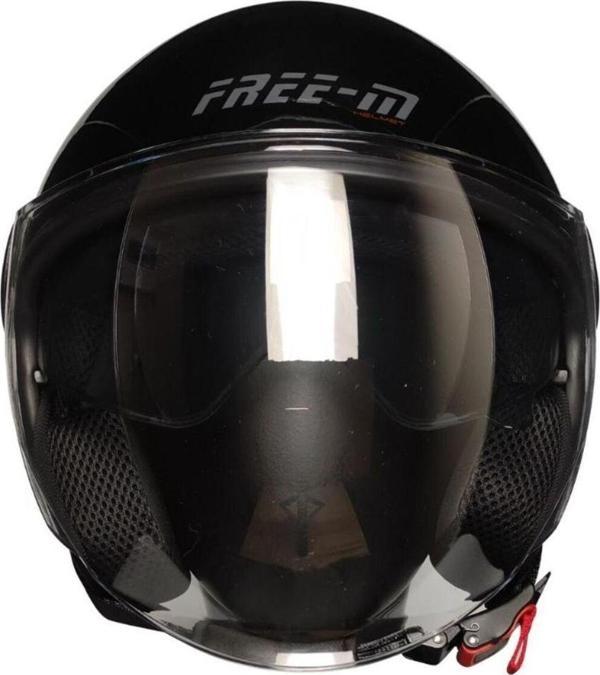 Motoanl Motosiklet Yarım Kask Camlı Ce Onaylı Güneş Vizörlü Motor Kaskı Black - Image 1