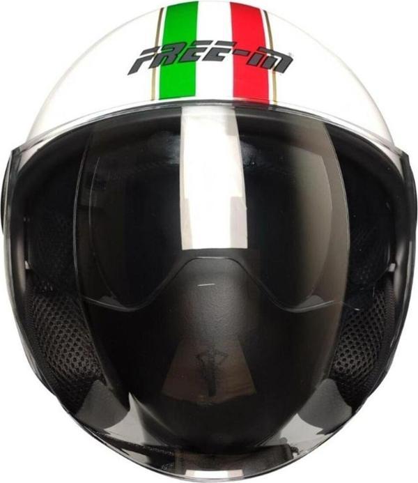 Motoanl Motosiklet Yarım Kask Camlı Ce Onaylı Güneş Vizörlü Motor Kaskı Itaılan - Image 1