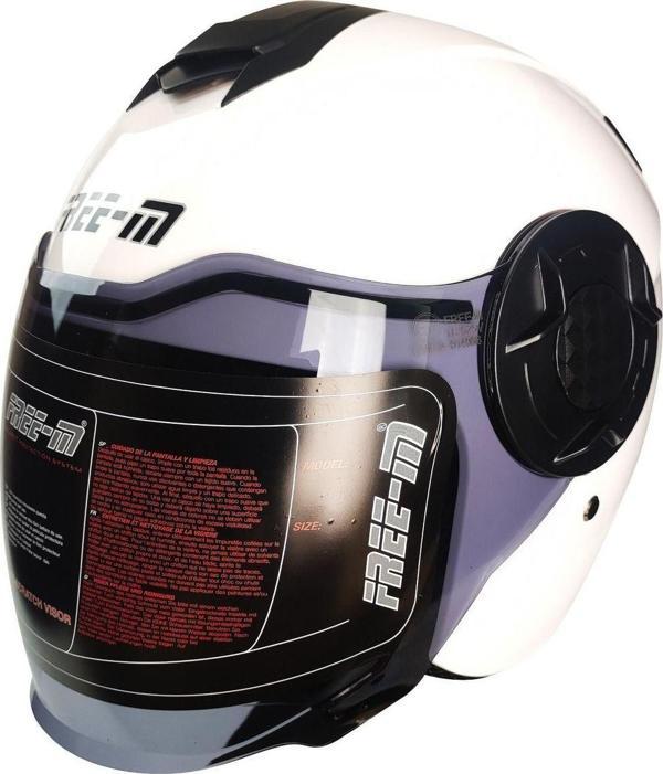 Motoanl Motosiklet Yarım Kask Double Güneş Vizörlü Ece Sertifikalı Abs Material Motor Kaskı White - Image 1