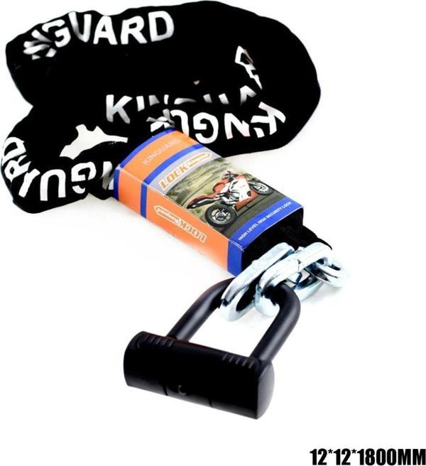 Motoanl Motosiklet Zincir Halat Çelik Asma Kilit 1 Metre 80Cm (180Cm)X 12Mm Siyah Kumaş Kaplı Motor Kilidi - Image 1