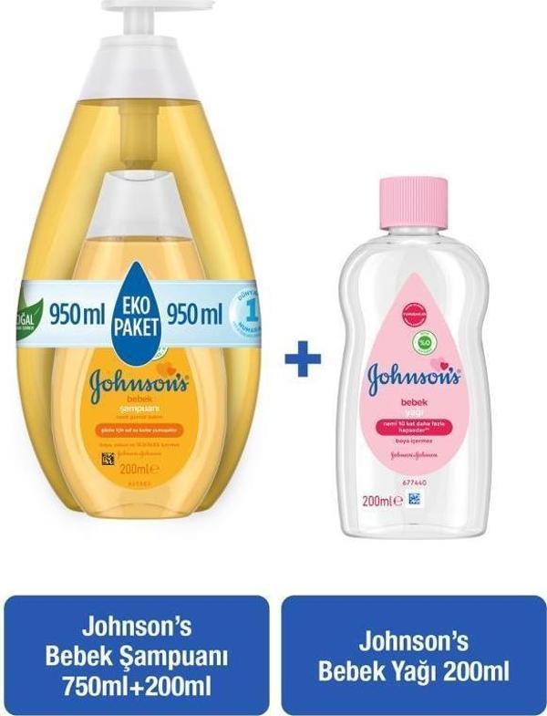 Johnson's Bebek Şampuanı 750+200 ml + Yağ 200 ml - Image 1