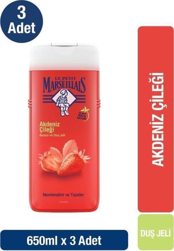 Le Petit Marseillais Akdeniz Çileği Duş Jeli 650 ml x3 - Image 1
