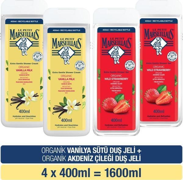 Vanilya Sütü Ve Akdeniz Çileği Nemlendirici Ve Tazeleyici Duş Jeli 400ml x4 - Image 1
