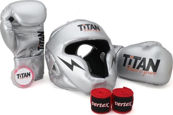 Gümüş (Silver) Serisi Özel Takım Set ,  Boks Kaskı, Boks Eldiveni, Dişlik, Bandaj - Image 1