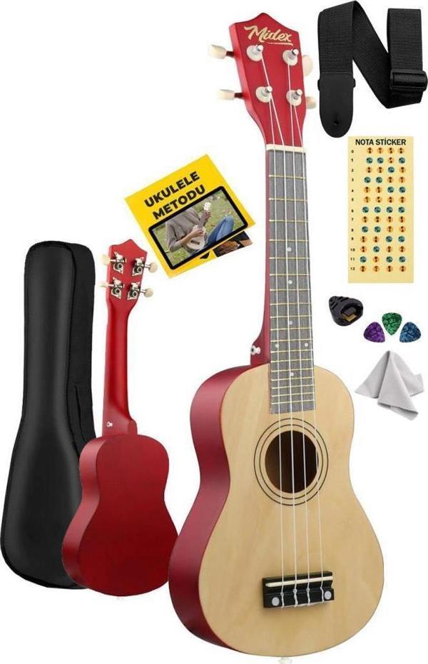 Midex UKX-233NT Naturel Concert Ukulele (Askı Çanta Metod Pena) - Image 1