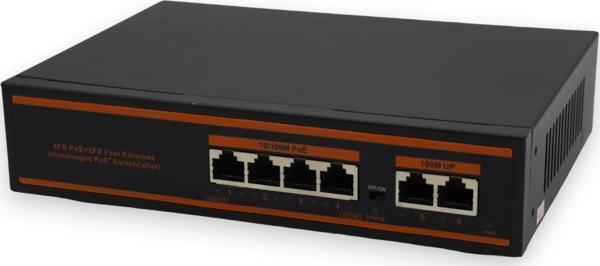 OJC ND1P402LF 4 PORT POE + 10-100 MBPS 2 PORT 10-100 UPLINK SWITCH 78W - Image 1
