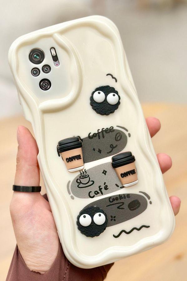 Redmi Note 10/10s  Kahve Kurabiye Desenli 3 Boyutlu Şirin Parlak Tasarım Cookie Kılıf - Image 1