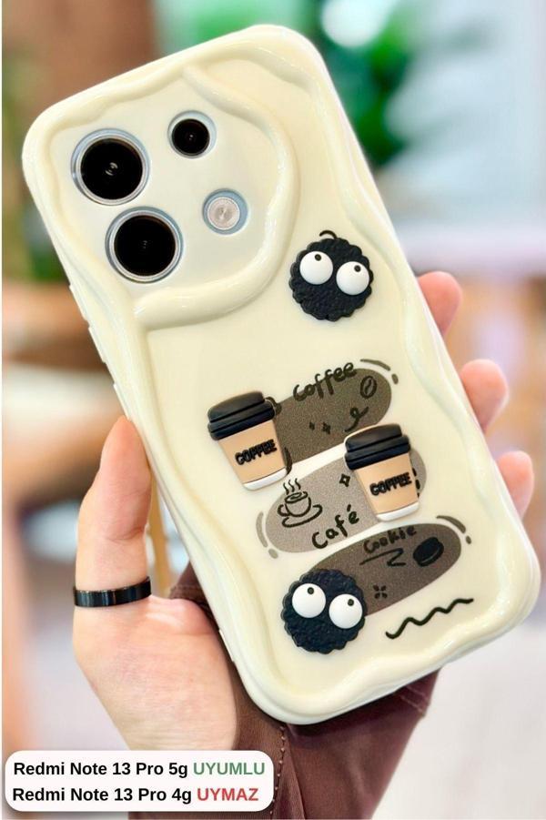 Redmi Note 13 Pro 5G  Kahve Kurabiye Desenli 3 Boyutlu Şirin Parlak Tasarım Cookie Kılıf - Image 1