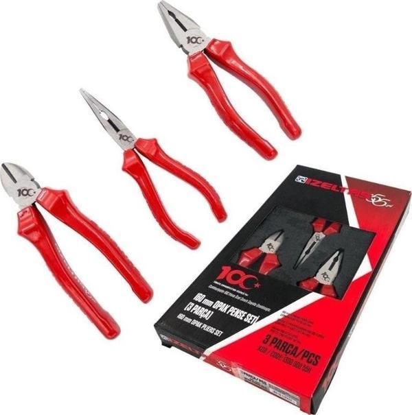 İZELTAŞ 160mm OPAK pense+yankeski+kargaburun 100.YIL SET - Image 1