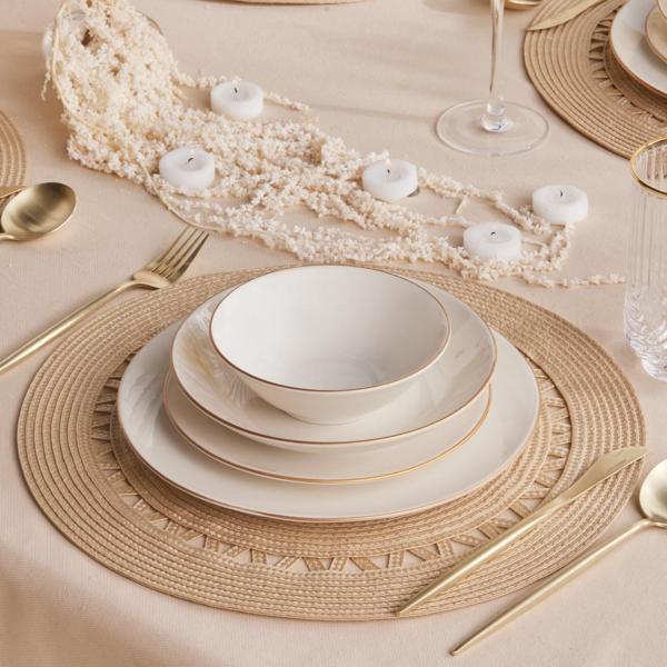 Karaca Vera Gold 24 Parça 6 Kişilik Porselen Yemek Takımı - Image 1