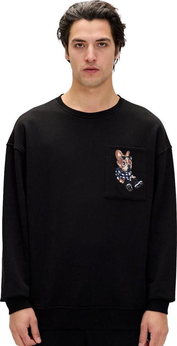 Bad Bear 24.02.12.015 Javed Crewneck Sweatshirt Siyah - Image 1