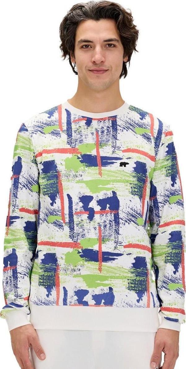 Bad Bear 24.02.12.017 Flame Crewneck Sweatshirt Beyaz - Image 1