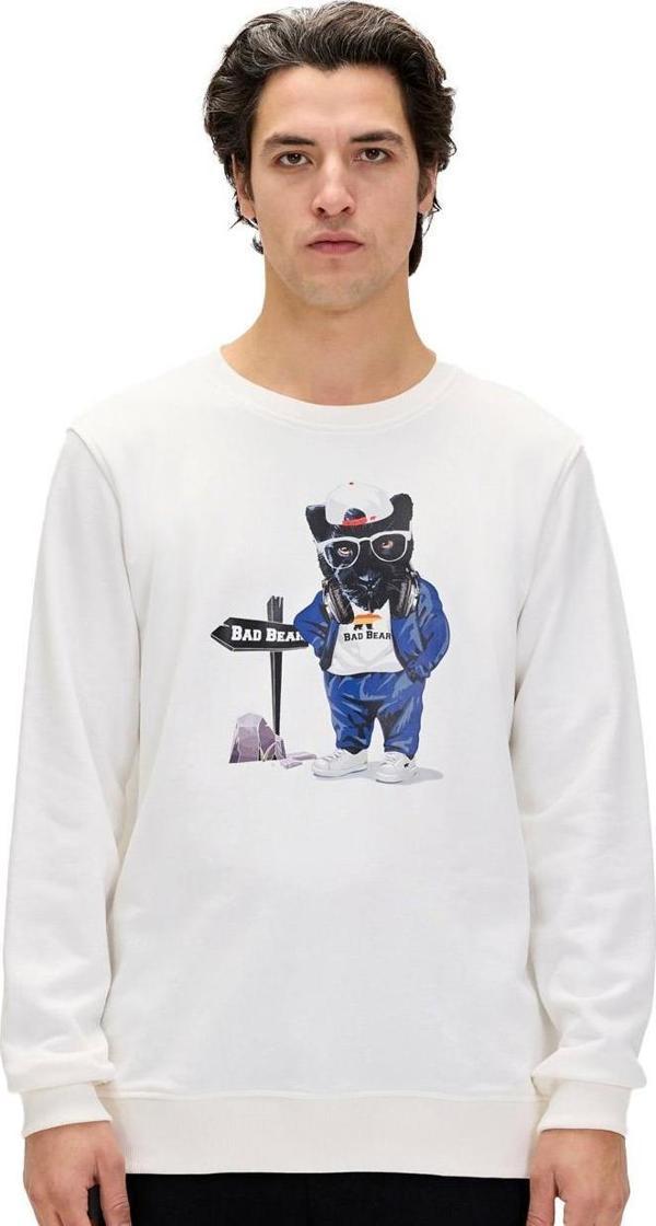 Bad Bear 24.02.12.020 Panther Crewneck Sweatshirt Beyaz - Image 1
