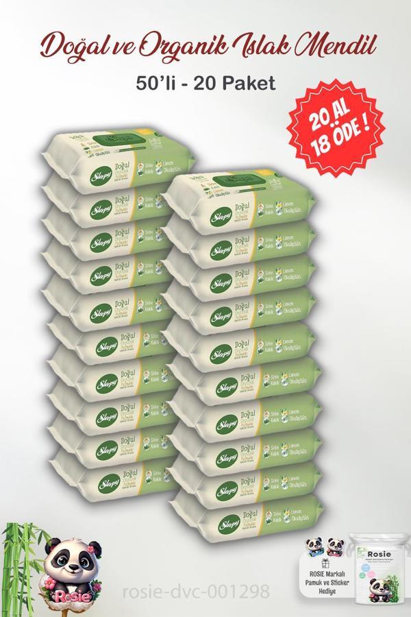 20 AL 18 ÖDE Sleepy Doğal Ve Organik Islak Mendil 50'li ve ROSIE - Image 1