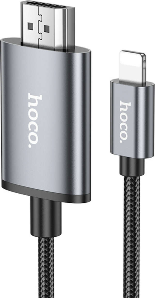 UA27 2M Tak Çalıştır Lightning to HDMI Alüminyum Alaşımlı Örgü Korumalı Dönüştürücü - Image 1