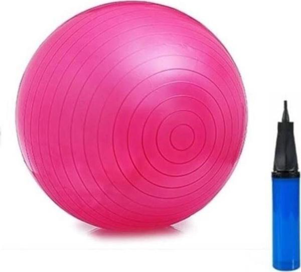 AYLA STAND 65 Cm Büyük Boy Pilates Topu Pembe Spor Fit Vucut Sağlıklı Yaşam Pompa Hediyeli - Image 1