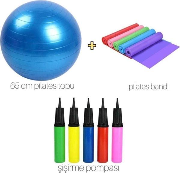 Clifton 65 Cm Pilates Büyük Topu 1 Adet +1 Adet Pilates Bandı +1 Adet Şişirme Pompası - Image 1