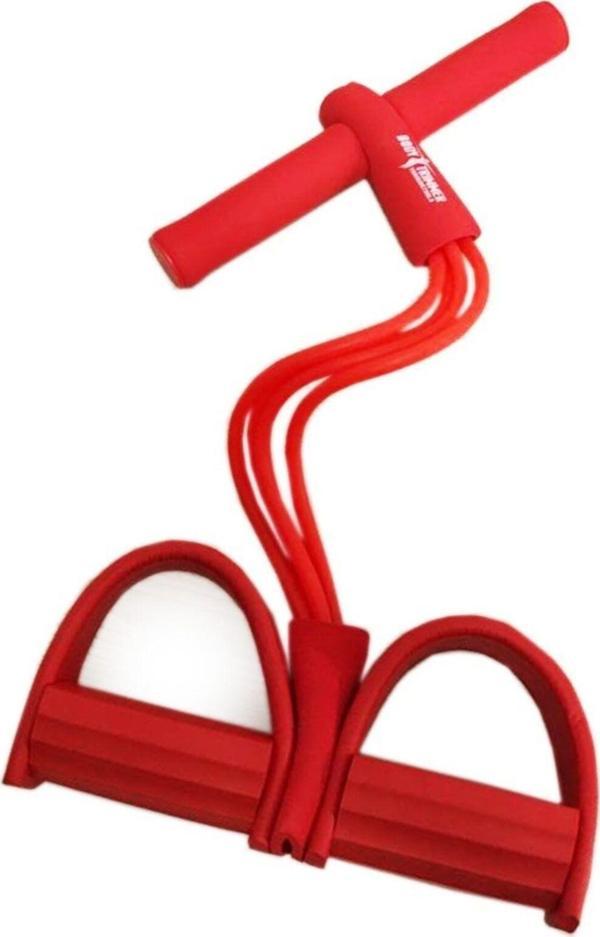 Body Trimmer 4 Lastikli Egzersiz Aleti El Ayak Direnç Yayı Lastiği Kırmızı - Image 1