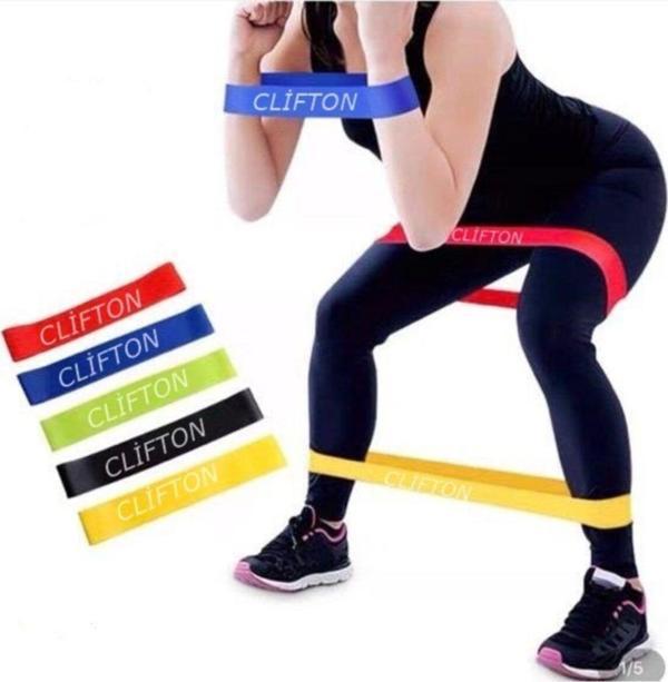 Clifton Çantalı Direnç Bandı Fitness Pilates Esnetme Lastiği 5'Li Set - Image 1