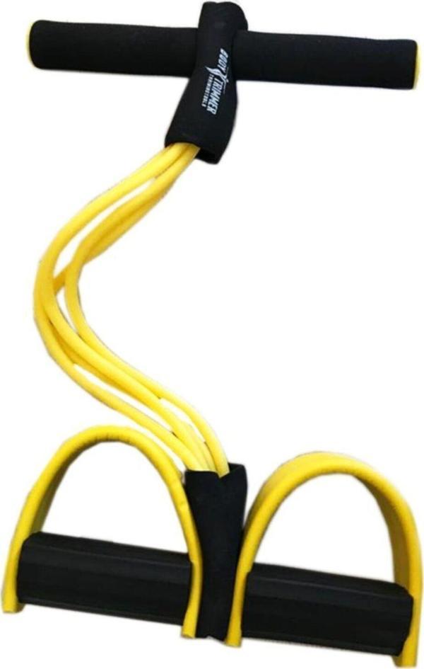 Body Trimmer 4 Lastikli Egzersiz Aleti El Ayak Direnç Yayı Lastiği Sarı - Image 1
