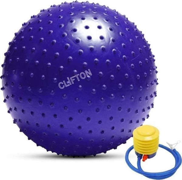 Clifton Dikenli Yoga Pilates Aeorobik Jimnastik Topu 65 Cm Mor Pompa Hediyeli - Image 1