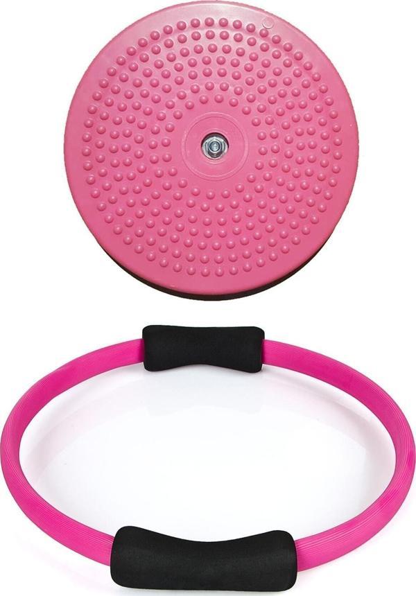 Clifton Pilates Egzersiz Çemberi Ve Full Tırtıklı Pembe Twister Disk Bel Inceltici Disk Pilates Pilates Seti - Image 1