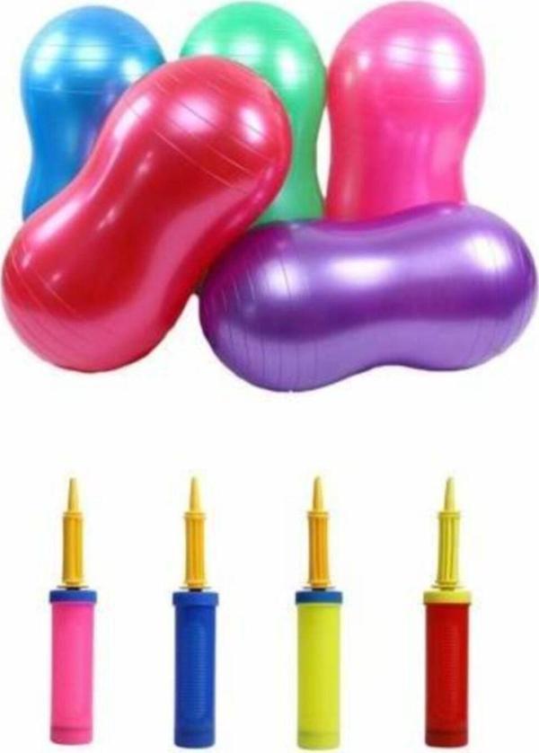 Leyaton Fıstık Pilates Topu Spor Egzersiz Topu +90 Cm Pilates Topu + Şişirme Pompası Hediye - Image 1