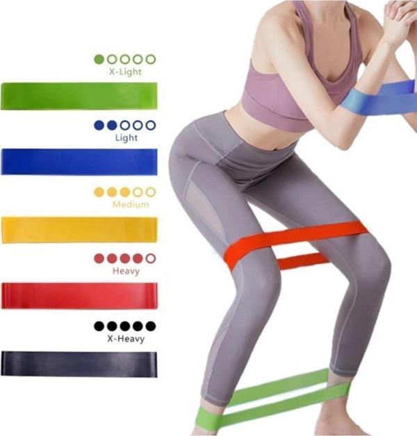 Leyaton 5'Li Aerobik Bandı Lateks Bant Seti Pilates Yoga Lastiği Seti Çantalı - Image 1