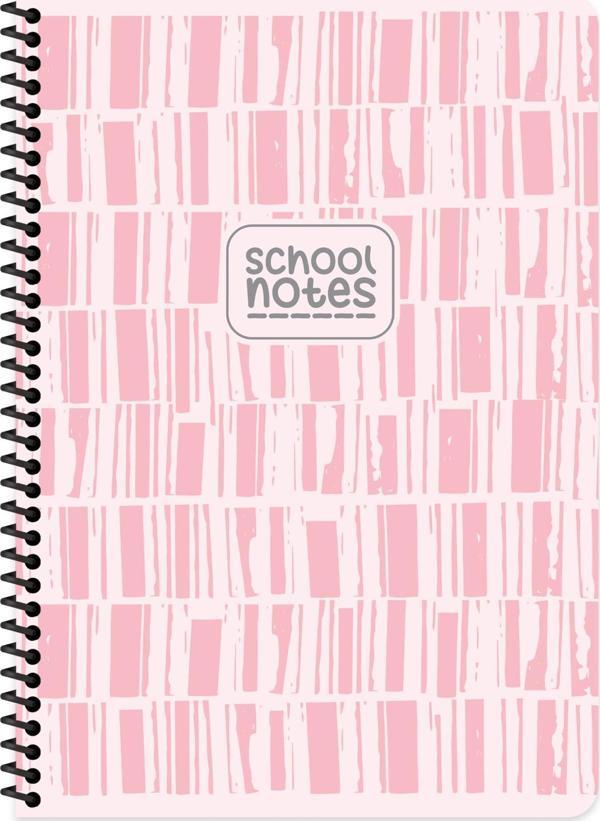 Çizgili Karton Kapak Spiralli Çizgi Defter Pembe A4 80 Yp - Image 1