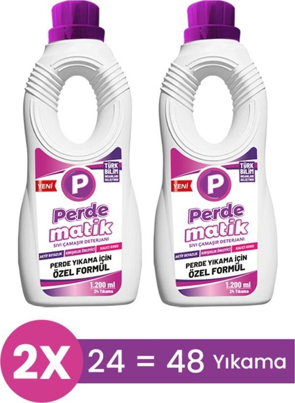 Perdematik Tül, Dantel Ve Hassas Kumaşlar Için Sıvı Perde Vegan Çamaşır Deterjanı 2Adet 1200 Ml - Image 1