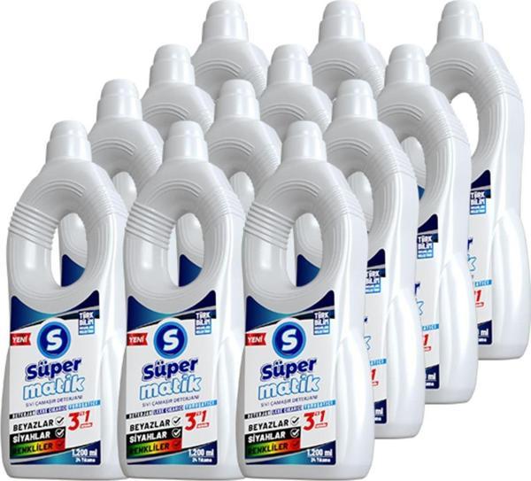 Süpermatik 3'Ü 1 Arada Sıvı Çamaşır Deterjanı 12 Adet X 1200 Ml - Image 1