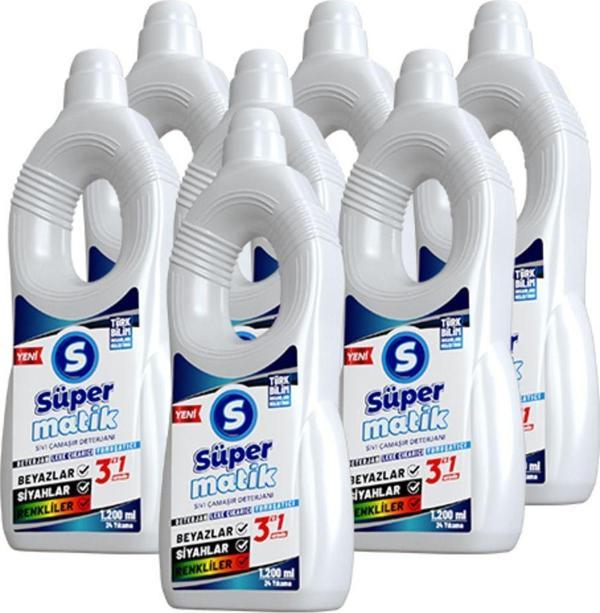 Süpermatik 3'Ü 1 Arada Sıvı Çamaşır Deterjanı 7 Adet 1200 Ml - Image 1