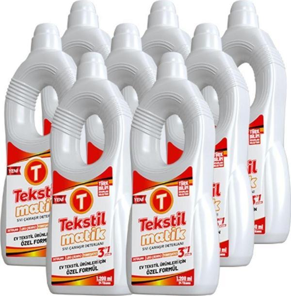 Tekstilmatik Ev Tekstili 3'Ü 1 Arada Sıvı Çamaşır Deterjanı 8 Adet X 1200 Ml - Image 1