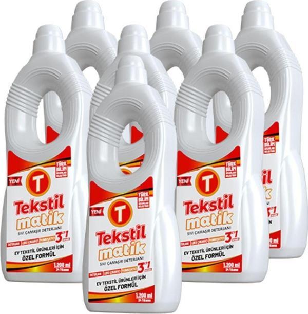Tekstilmatik Ev Tekstili 3'Ü 1 Arada Sıvı Vegan Çamaşır Deterjanı 7 Adet X 1200 Ml - Image 1