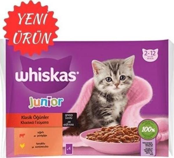 Whiskas Et Çeşitleri Yavru Kedi Yaş Maması 4X85 gr (13 Paket,52 Adet Tekli) - Image 1