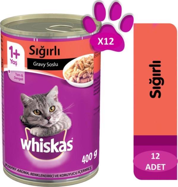 Whiskas Sığır Etli Yetişkin Kedi Konserve Yaş Maması 12X400 gr - Image 1