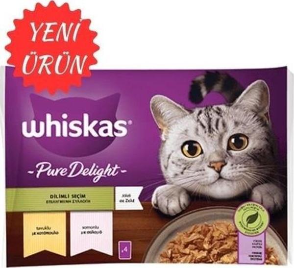 Whiskas Somonlu ve Tavuklu Güveç Et Çeşitleri 4X85 gr (13 Paket,52 Adet Tekli) - Image 1