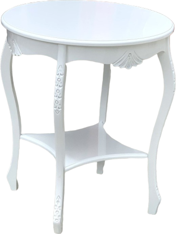 Fiskos 13816 Oyma Model Parlak Kaplama Kayın ayak Parlak Beyaz  MDF tabla El Yapı - Image 1