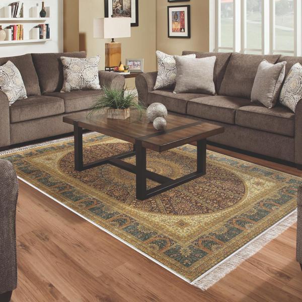 Alanur Yıldız Kaymaz Deri Tabanlı Saçaklı Dijital Halı - Image 1