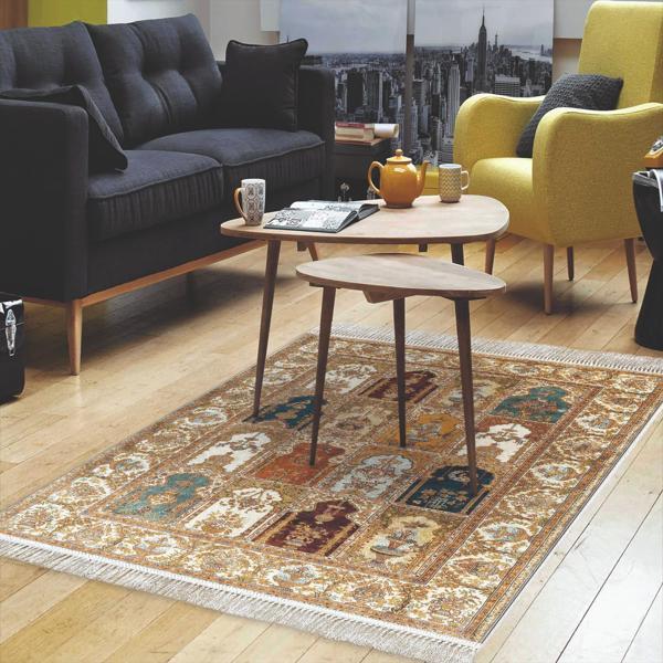 Alanur Yıldız Kaymaz Deri Tabanlı Saçaklı Dijital Halı Multi - Image 1