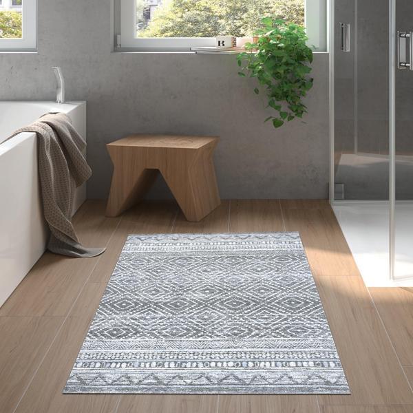 Dekoreko Kaymaz Taban Djt Banyo Halısı Star Pamuk İskandinav F5087 - Image 1